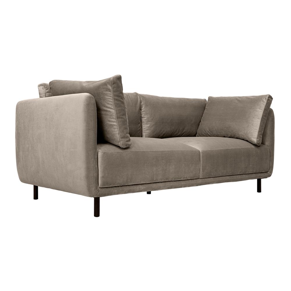 Serenity 79" Fossil Gray Velvet Sofa with Black Metal Legs. Picture 2