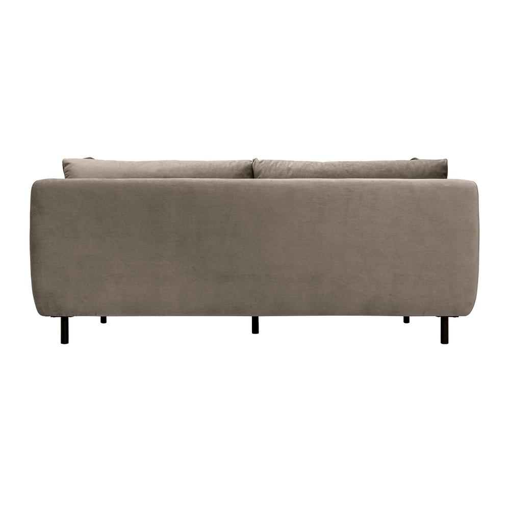 Serenity 79" Fossil Gray Velvet Sofa with Black Metal Legs. Picture 4