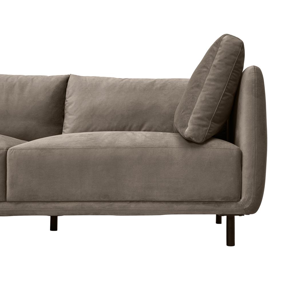 Serenity 79" Fossil Gray Velvet Sofa with Black Metal Legs. Picture 5