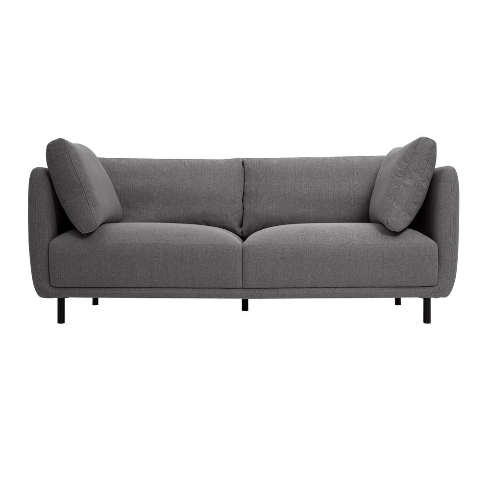 Serenity 79" Gray Fabric Sofa with Black Metal Legs. Picture 1