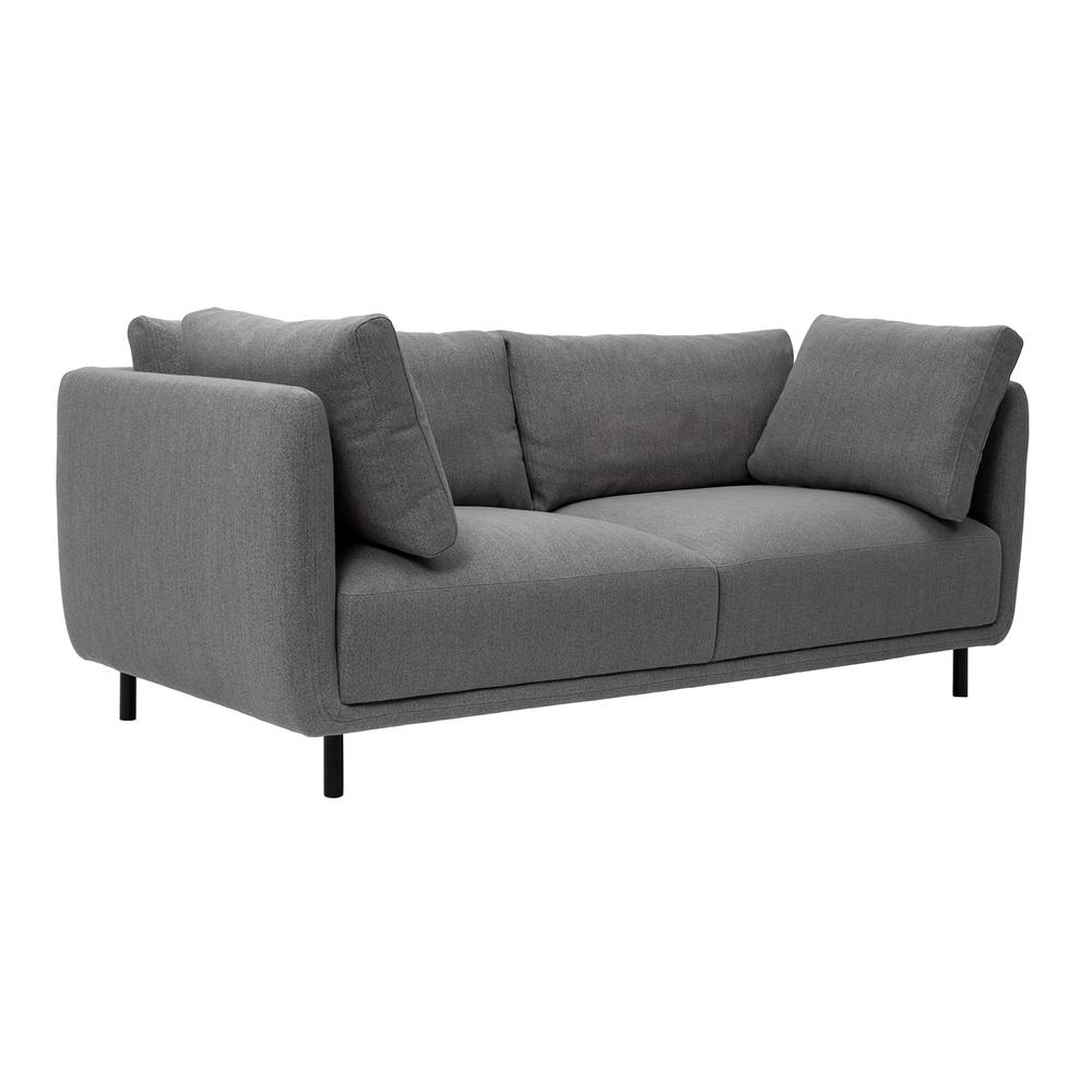 Serenity 79" Gray Fabric Sofa with Black Metal Legs. Picture 2