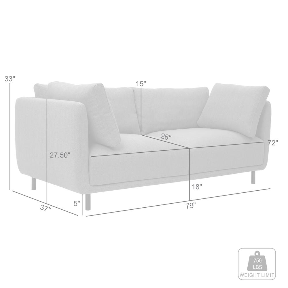 Serenity 79" Gray Fabric Sofa with Black Metal Legs. Picture 8