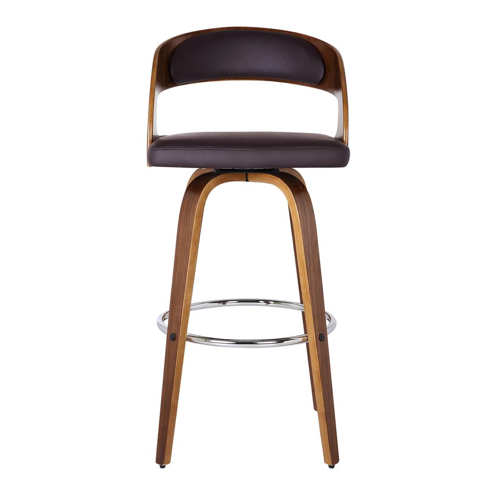 30" Bar Height Barstool in Walnut Wood Finish with Brown PU. Picture 3