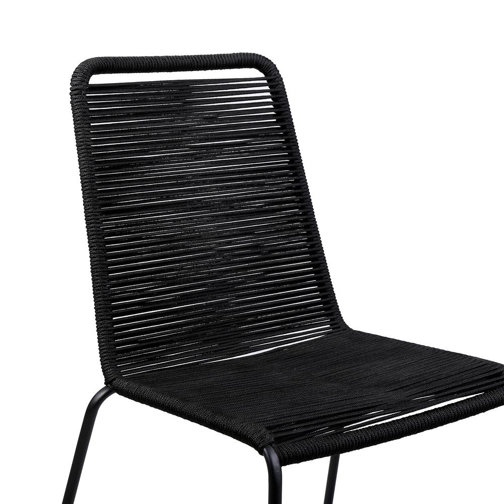 Shasta Outdoor Patio Dining Chair in Black Powder Coated Finish and Black Fishbone Textiling - Set of 2. Picture 5