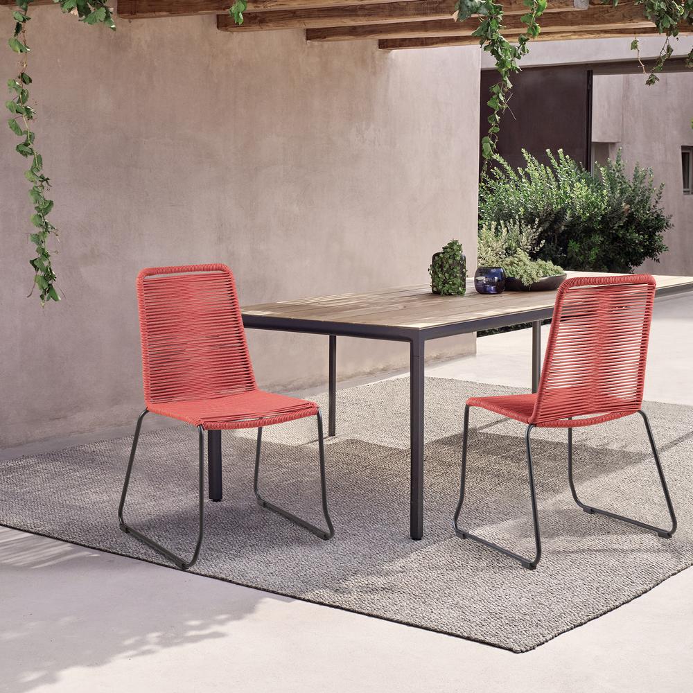 Shasta Outdoor Metal & Rope Stackable Dining Chair - Set of 2. Picture 7