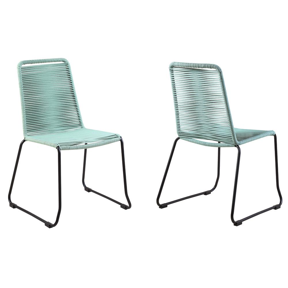 Shasta Outdoor Metal & Rope Stackable Dining Chair- Set of 2. Picture 1