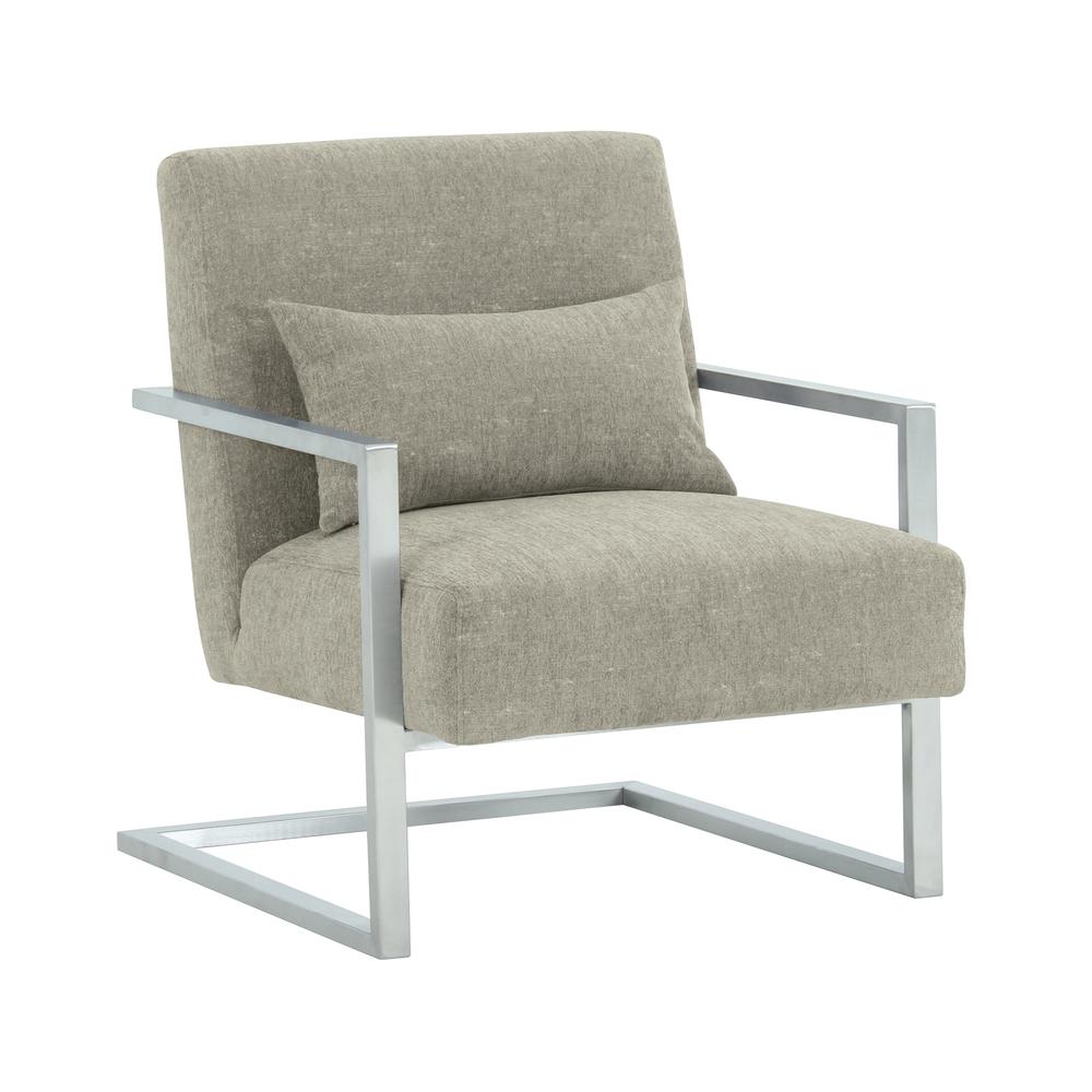 Modern Accent Chair In Gray Linen and Steel. Picture 1
