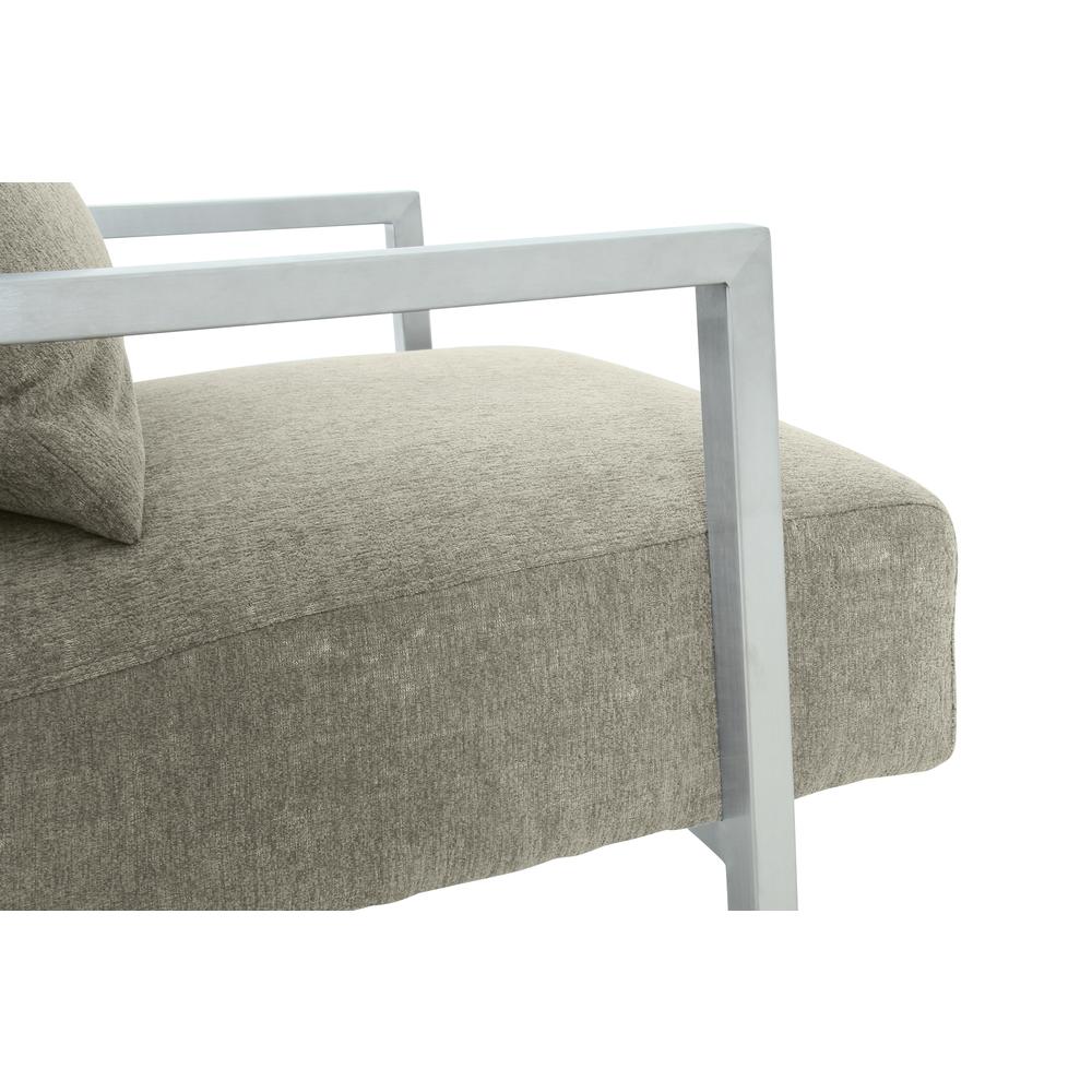 Modern Accent Chair In Gray Linen and Steel. Picture 4