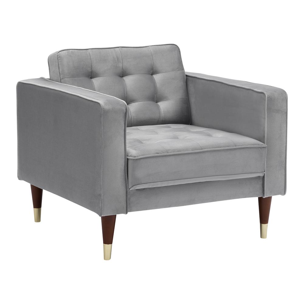Somerset Grey Velvet Mid Century Modern Club Chair. Picture 1
