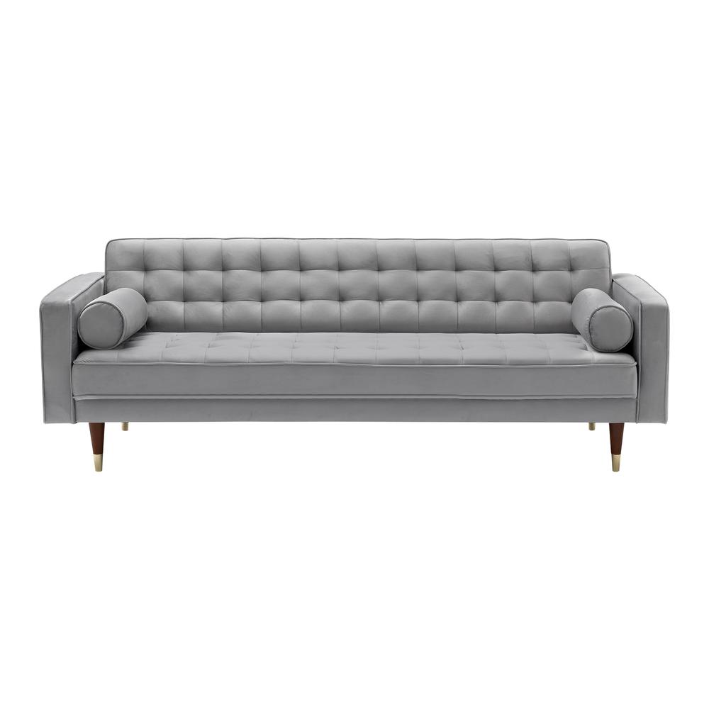 Somerset Grey Velvet Mid Century Modern Sofa. Picture 1