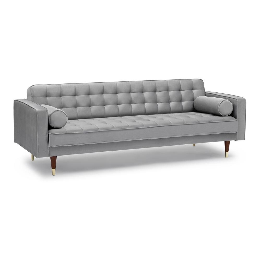 Somerset Grey Velvet Mid Century Modern Sofa. Picture 2