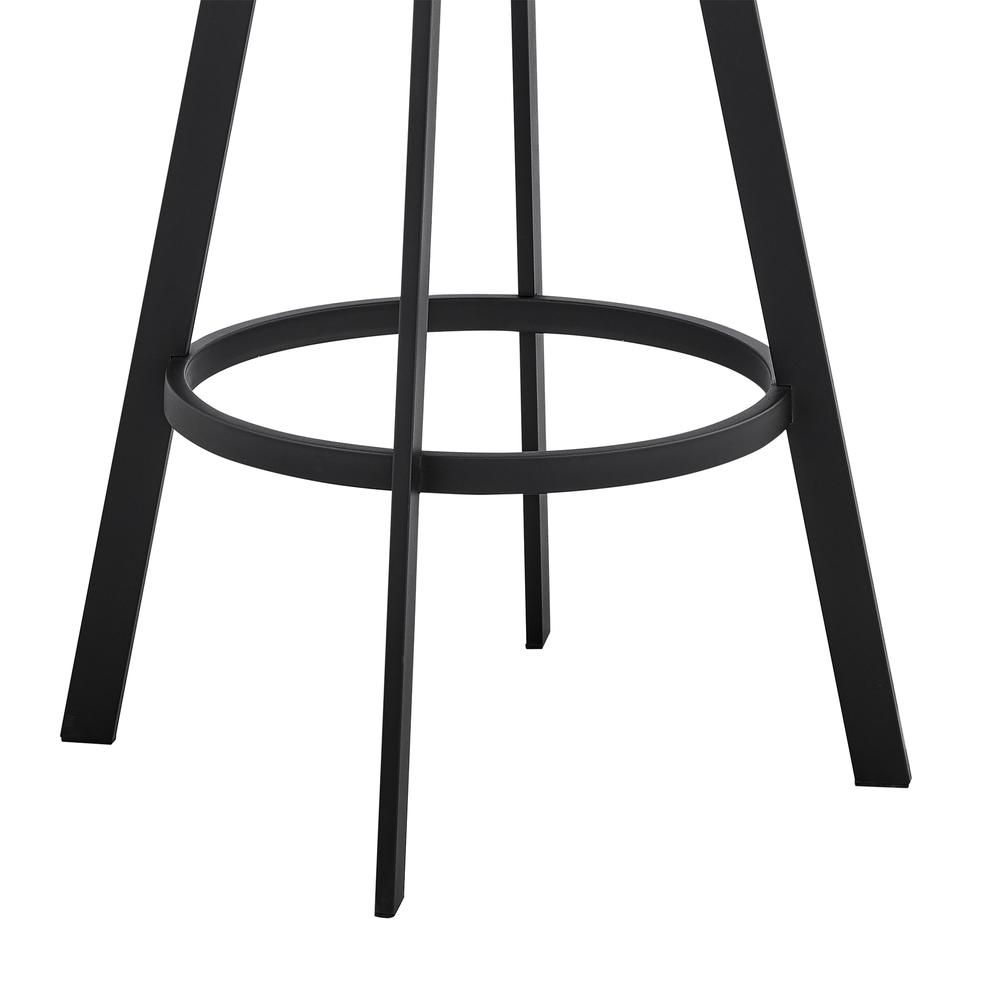 Saturn 26" Counter Height Swivel Grey Faux Leather and Black Metal Bar Stool. Picture 8