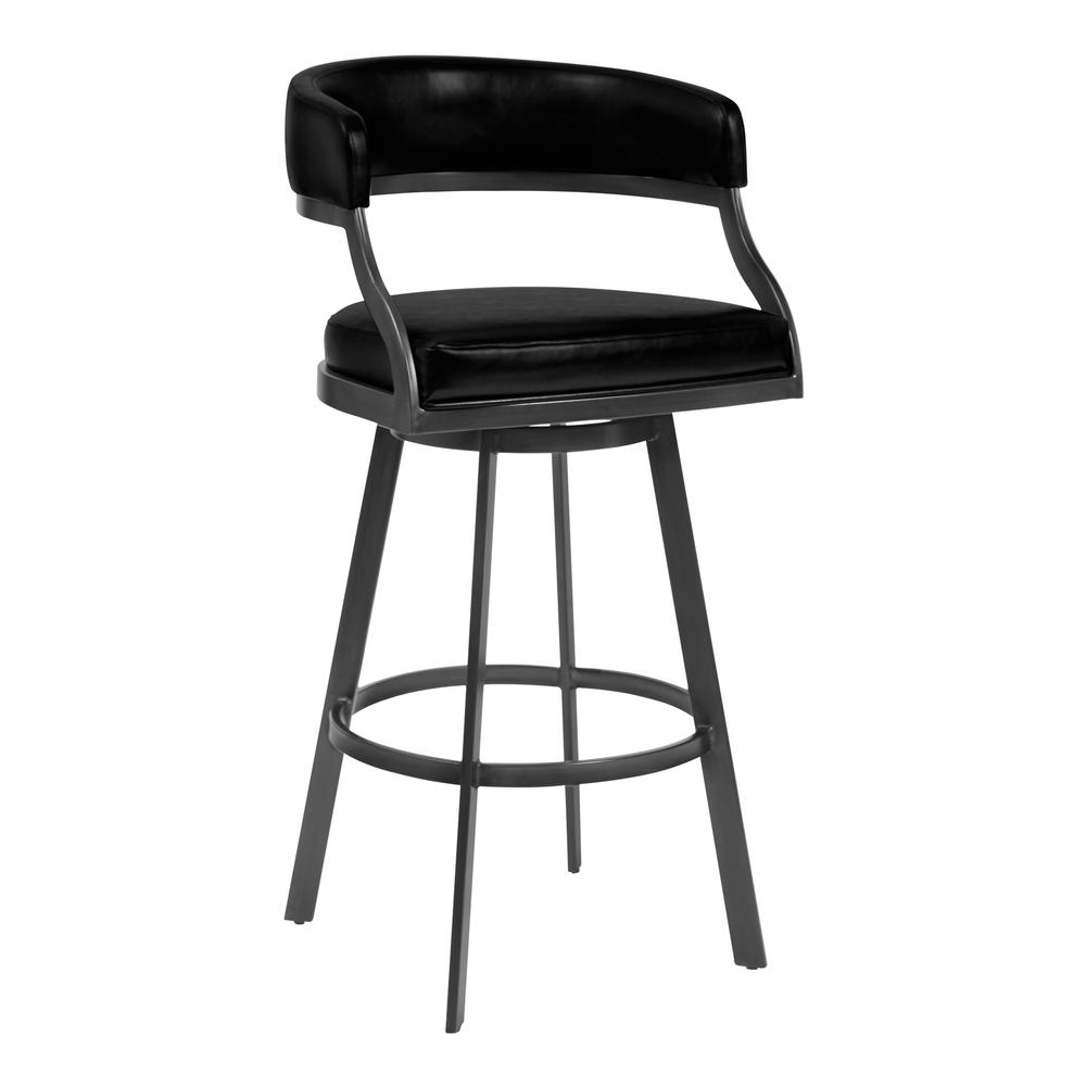 Saturn 30" Bar Height Barstool in Mineral Finish and Vintage Black Faux Leather. The main picture.