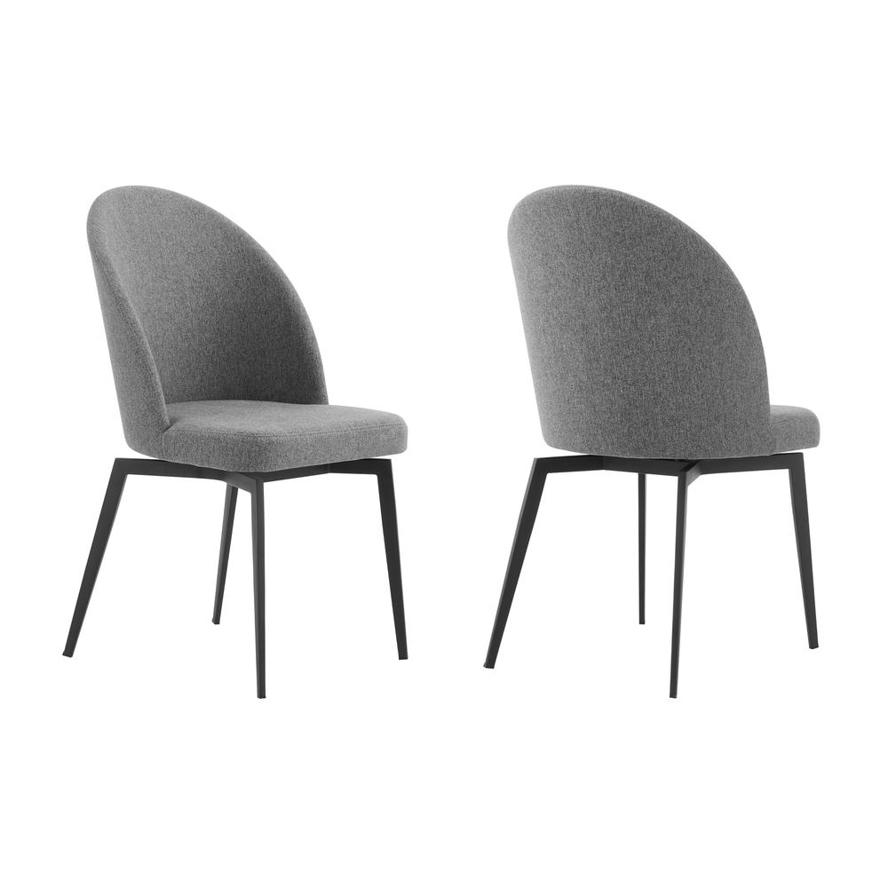 Sunny Swivel Gray Fabric and Metal Dining Room Chairs - Set of 2. Picture 1