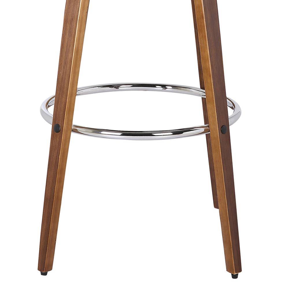 30" Bar Height Barstool in Walnut Wood Finish with Brown Faux Leather. Picture 6