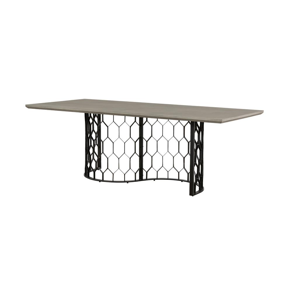 Solange Concrete and Black Metal Rectangular Dining Table. Picture 1