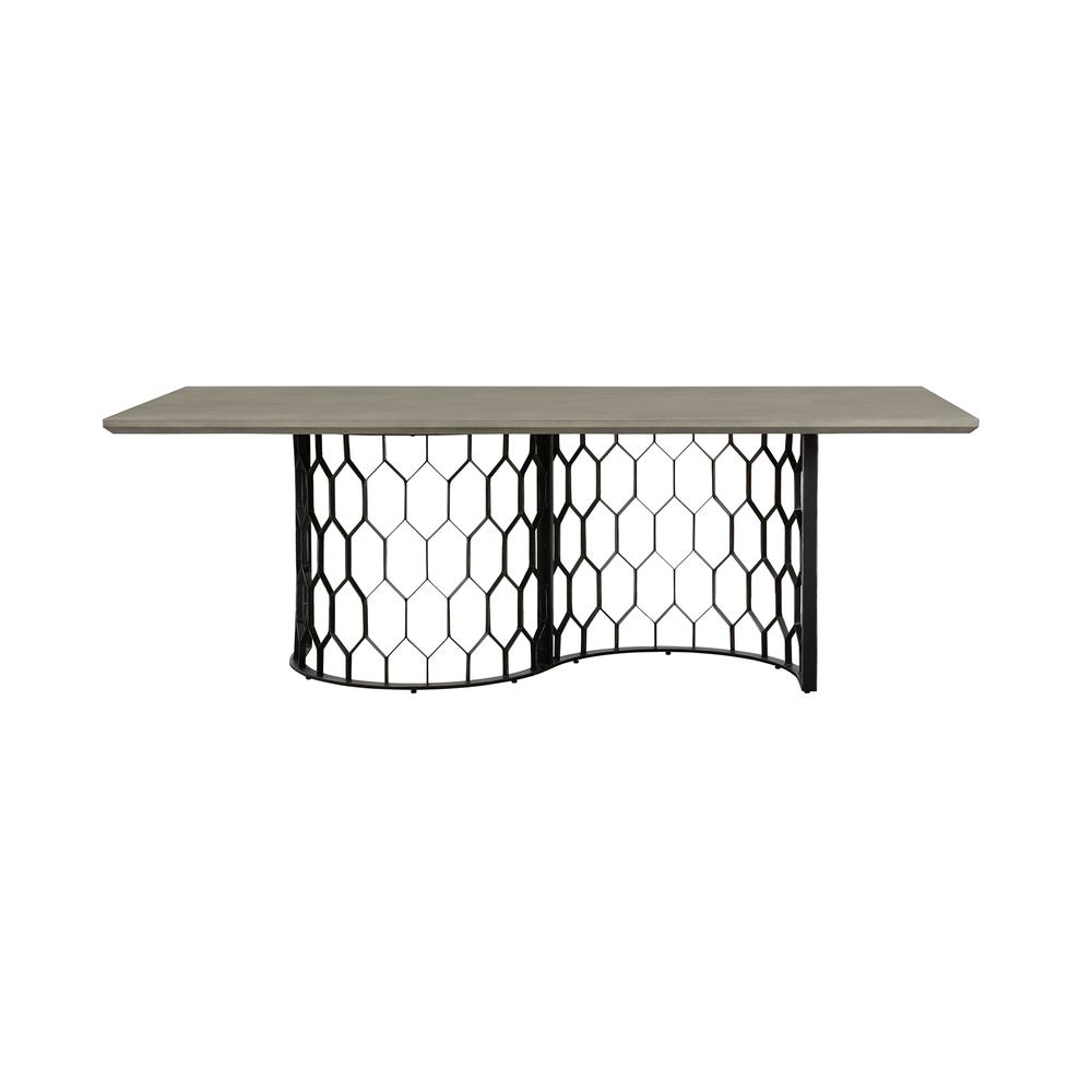 Solange Concrete and Black Metal Rectangular Dining Table. Picture 2