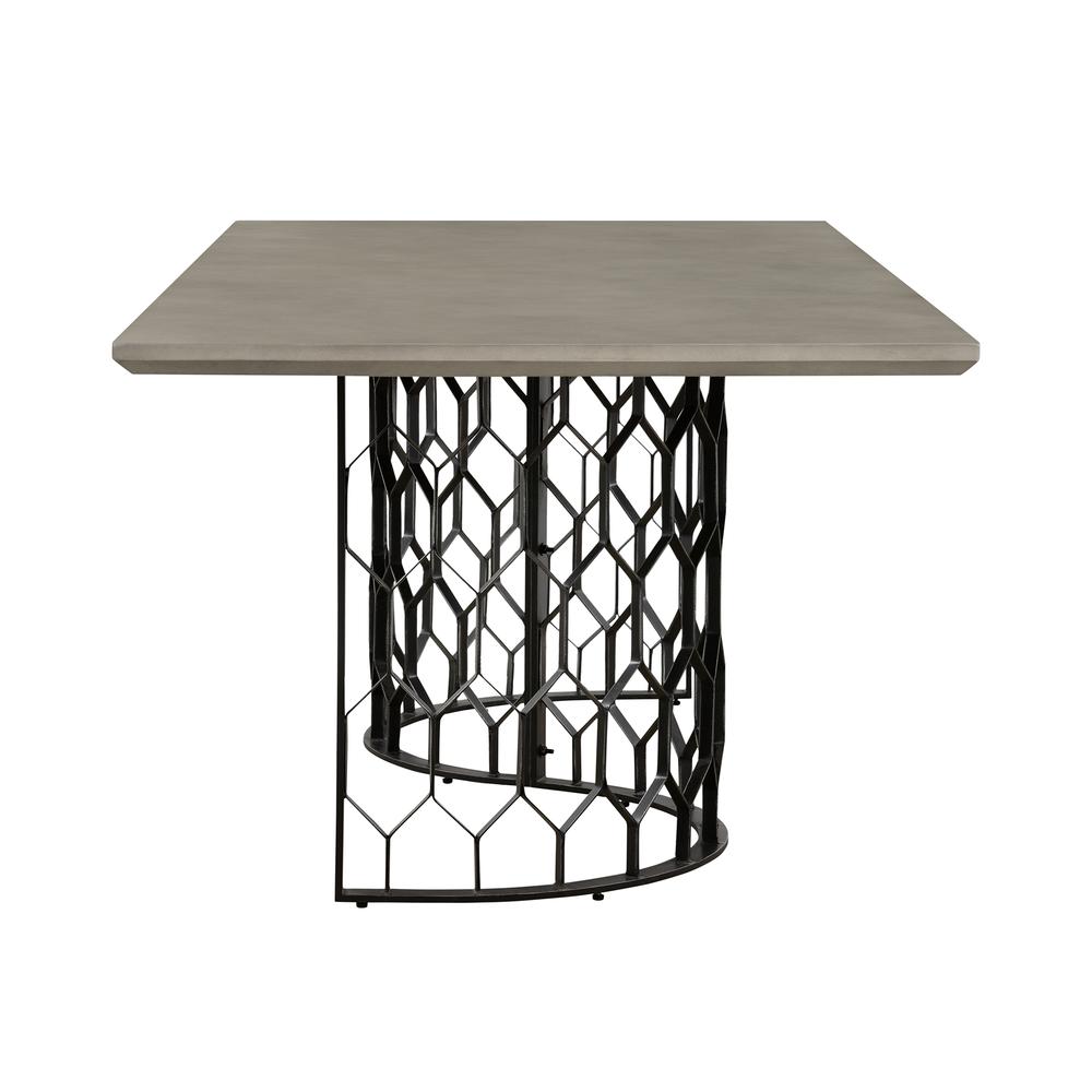 Solange Concrete and Black Metal Rectangular Dining Table. Picture 3