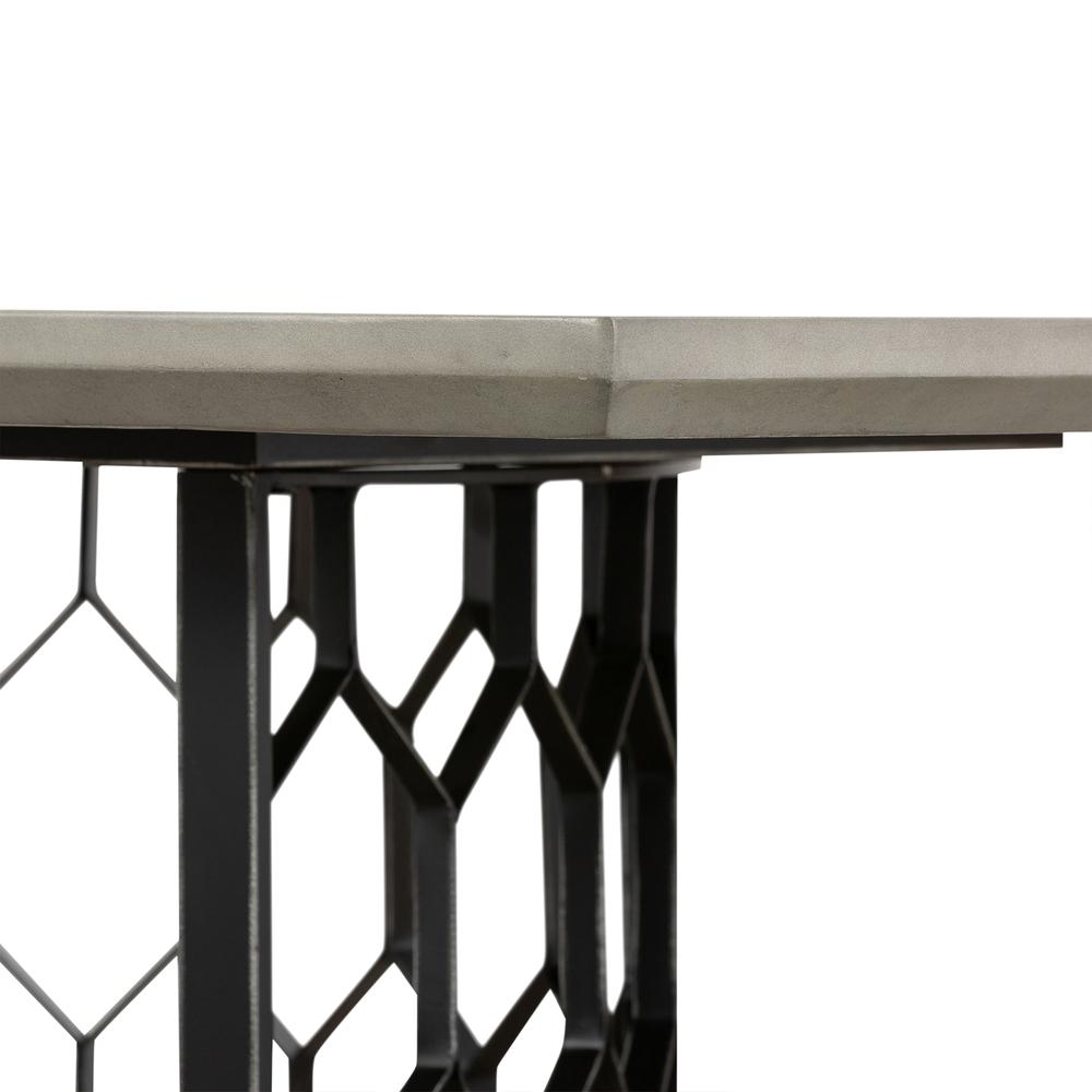 Solange Concrete and Black Metal Rectangular Dining Table. Picture 5