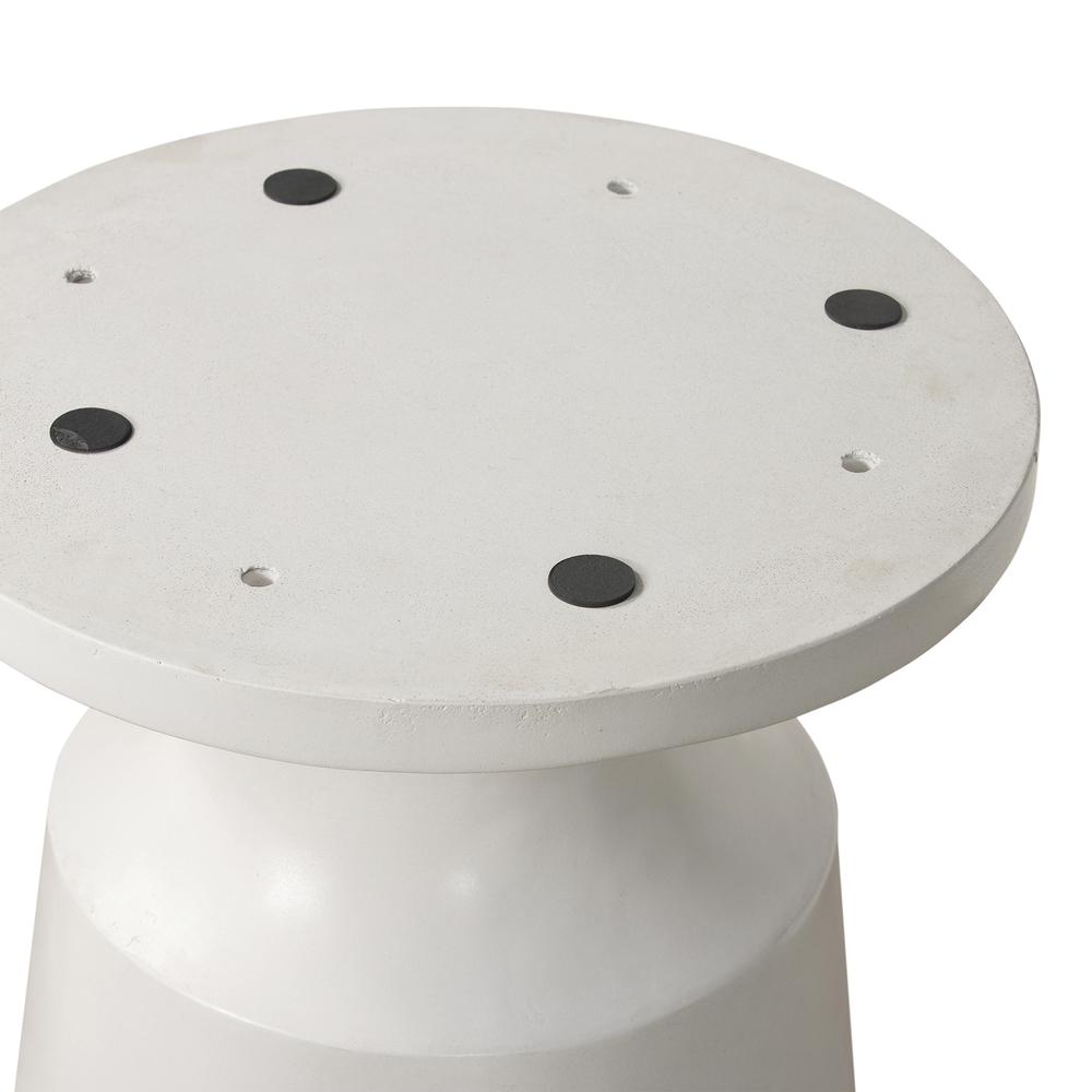 Pinni White Concrete Round Dining Table with Bronze Painted Accent. Picture 3
