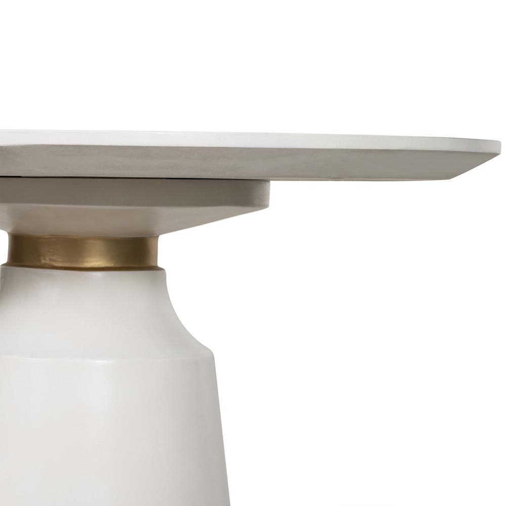 Pinni White Concrete Round Dining Table with Bronze Painted Accent. Picture 4