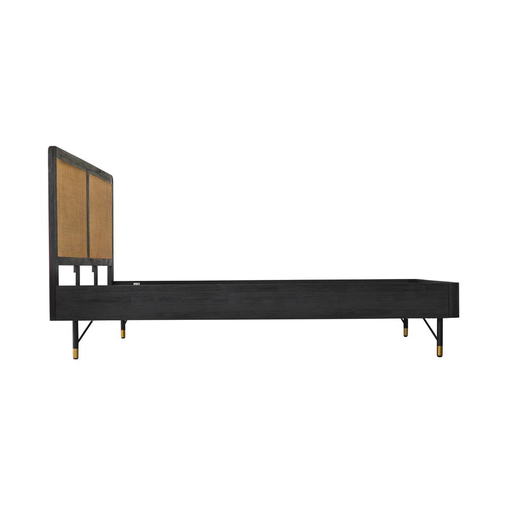 Saratoga King Platform Frame Bed in Black Acacia with Rattan Headboard. Picture 3