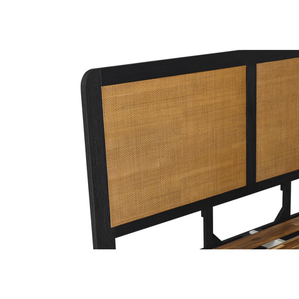 Saratoga King Platform Frame Bed in Black Acacia with Rattan Headboard. Picture 4