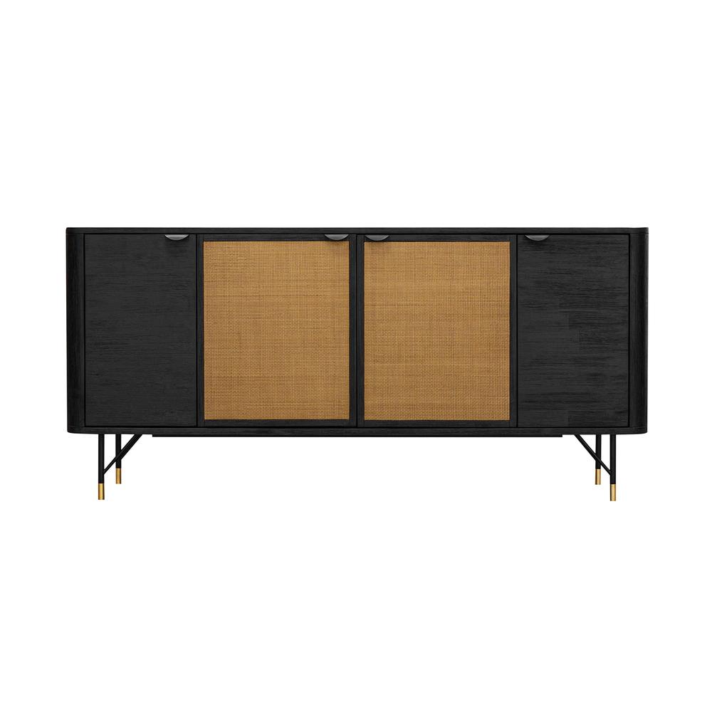 Saratoga Sideboard Buffet in Black Acacia with Rattan. Picture 1