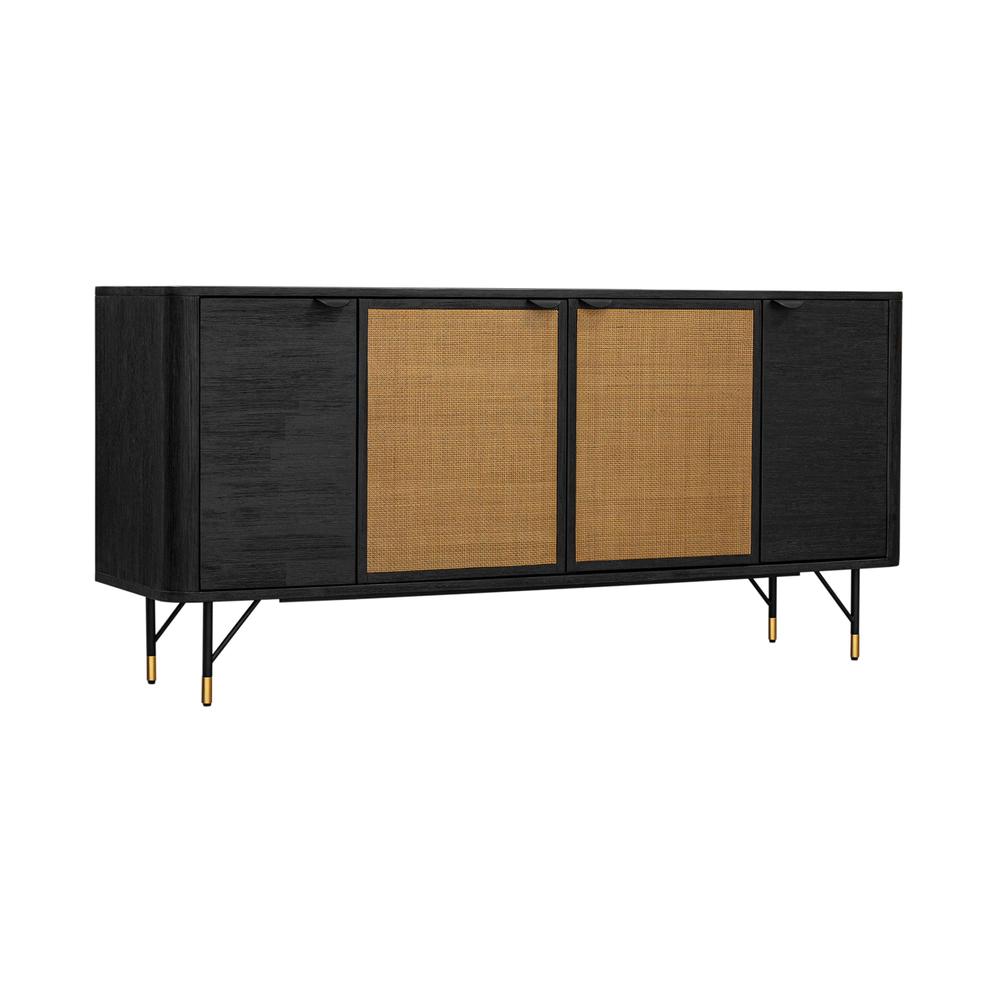 Saratoga Sideboard Buffet in Black Acacia with Rattan. Picture 2