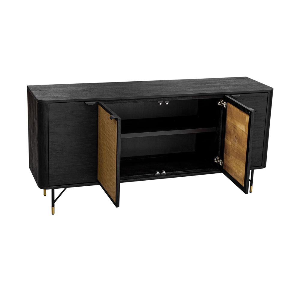 Saratoga Sideboard Buffet in Black Acacia with Rattan. Picture 3
