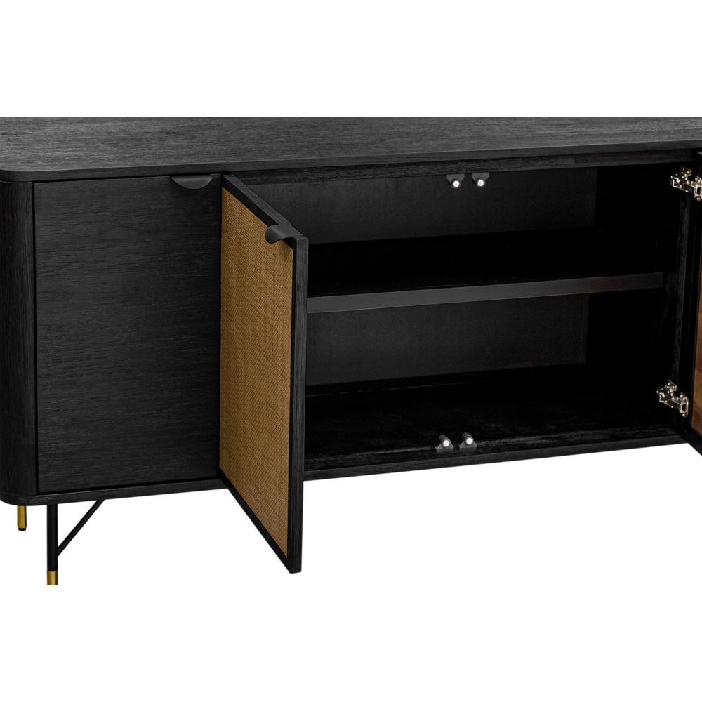 Saratoga Sideboard Buffet in Black Acacia with Rattan. Picture 5