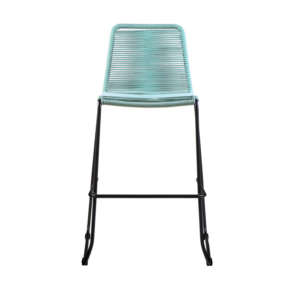 Shasta 30" Outdoor Metal and Wasabi Rope Stackable Barstool - Set of 2. Picture 2