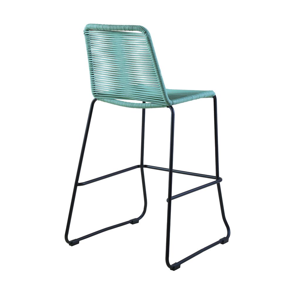 Shasta 30" Outdoor Metal and Wasabi Rope Stackable Barstool - Set of 2. Picture 4
