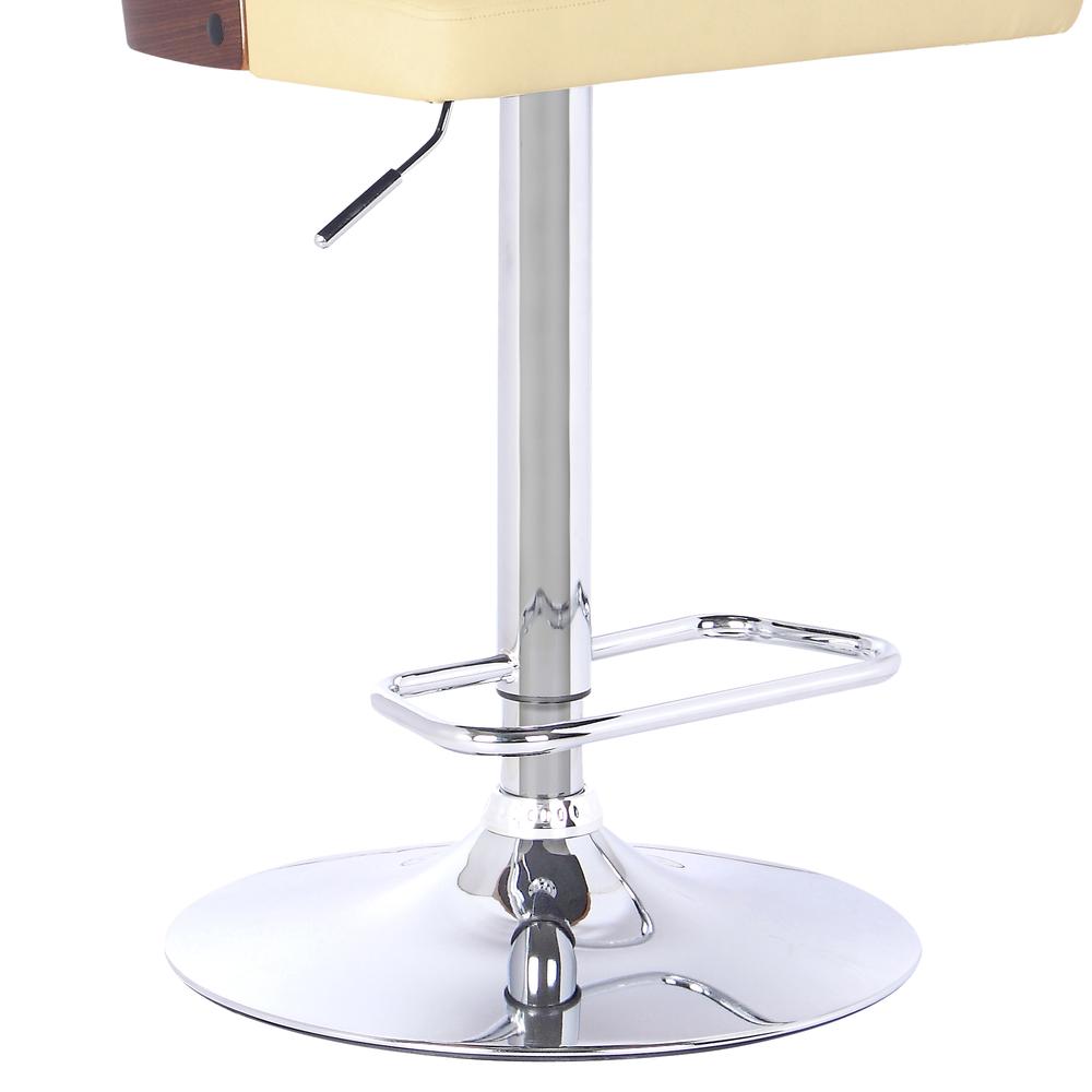 Barstool in Chrome finish with Walnut wood - Cream Faux Leather. Picture 3