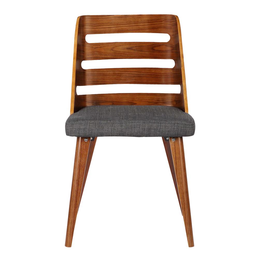Armen Living Storm Mid-Century Dining Chair in Walnut Wood and Charcoal Fabric. Picture 2