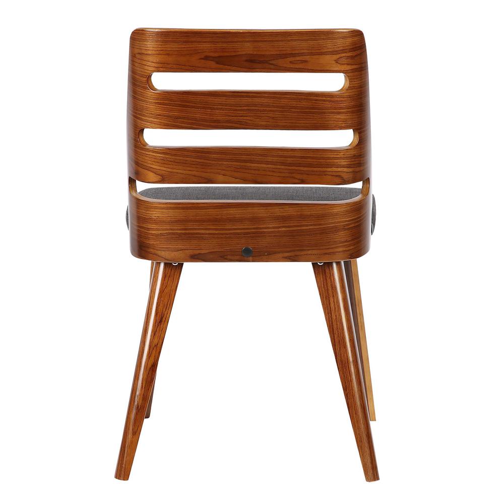 Armen Living Storm Mid-Century Dining Chair in Walnut Wood and Charcoal Fabric. Picture 4
