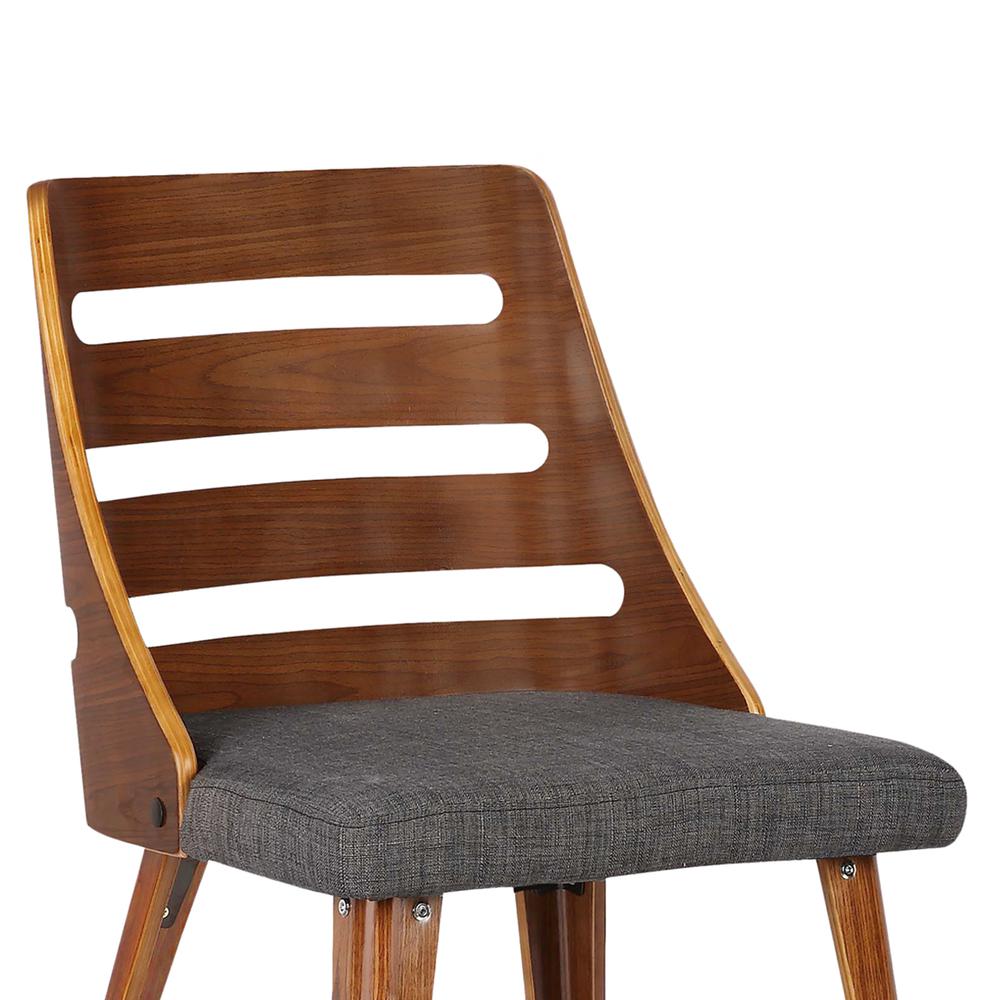 Armen Living Storm Mid-Century Dining Chair in Walnut Wood and Charcoal Fabric. Picture 5