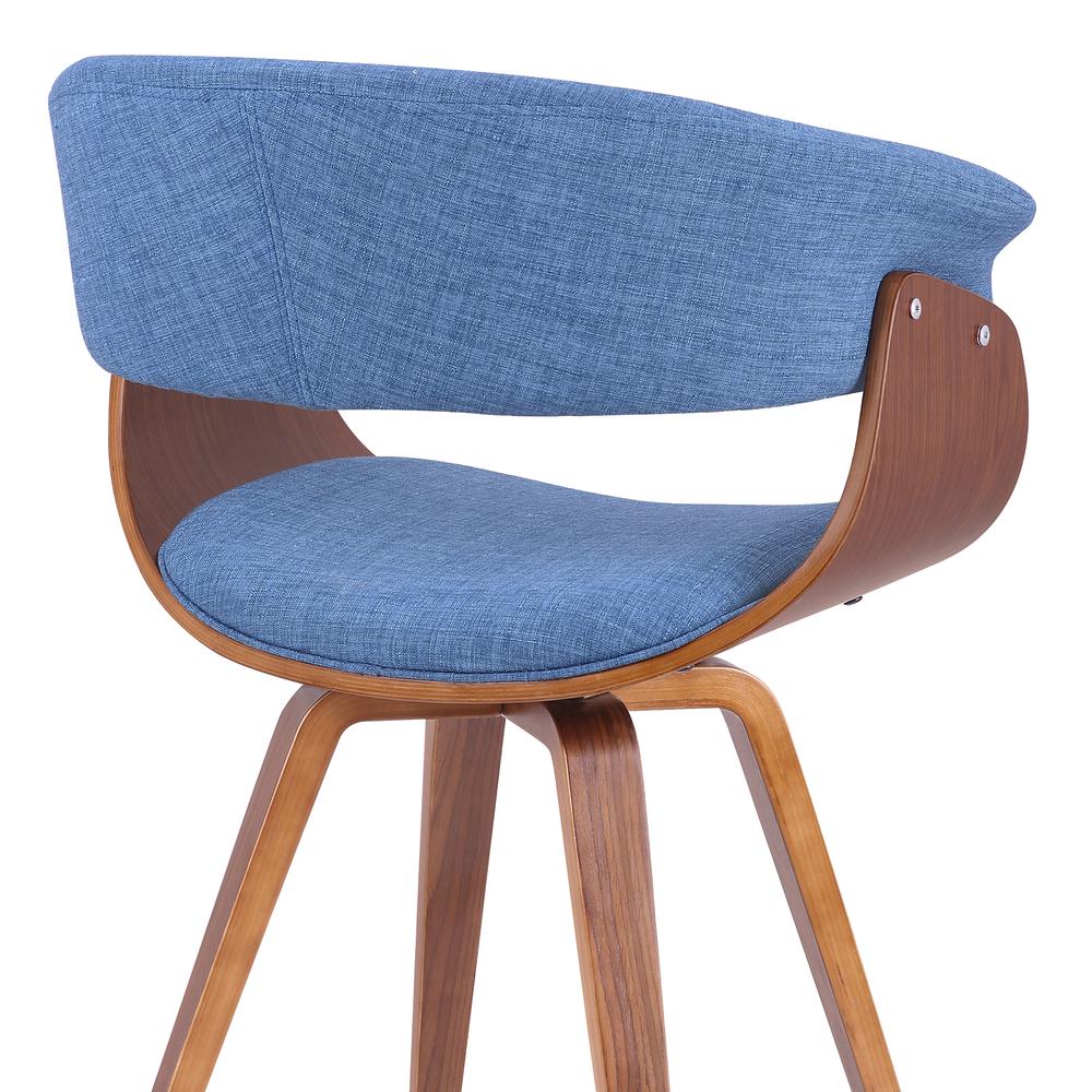 Mid-Century Chair in Blue Fabric with Walnut Wood Finish. Picture 5