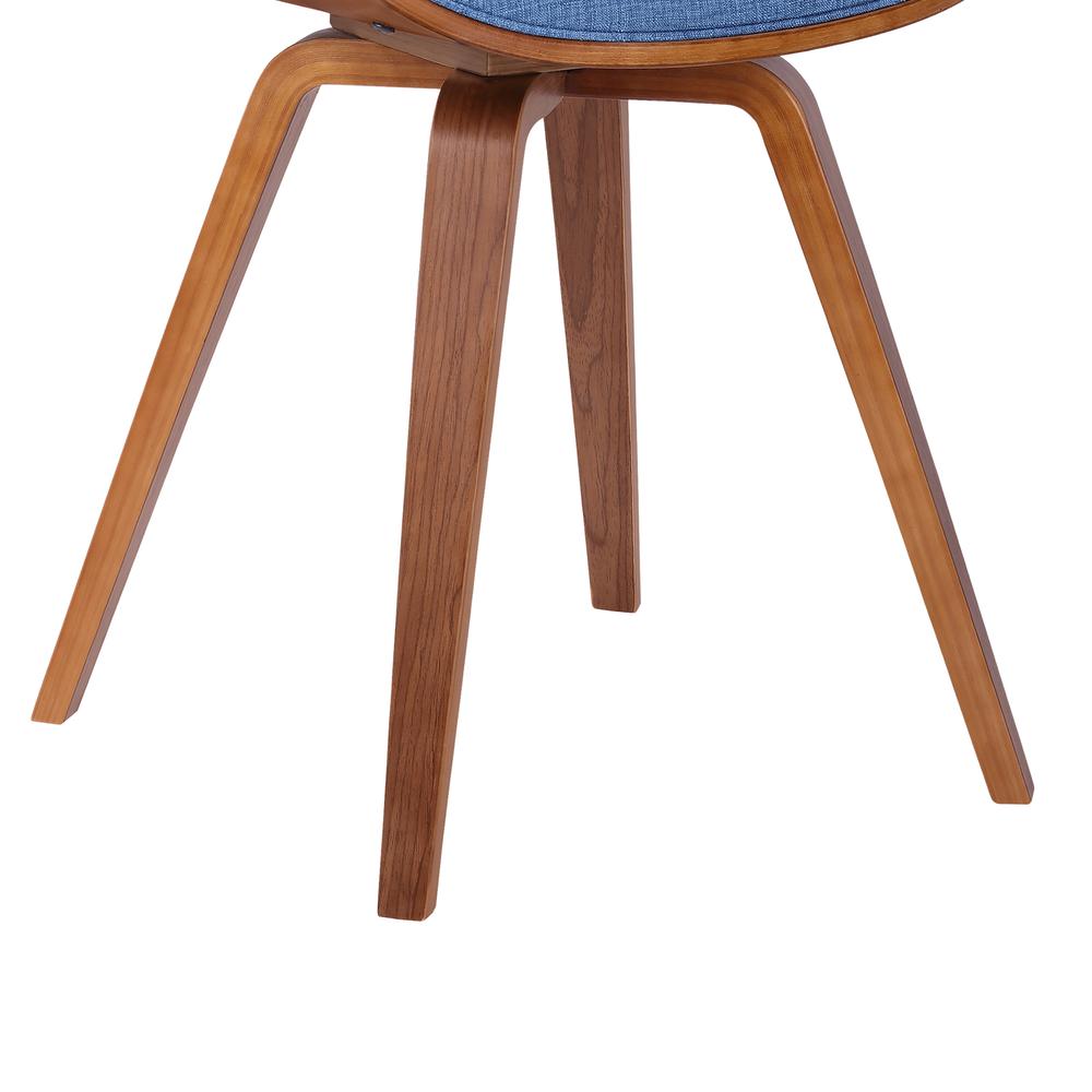 Mid-Century Chair in Blue Fabric with Walnut Wood Finish. Picture 6