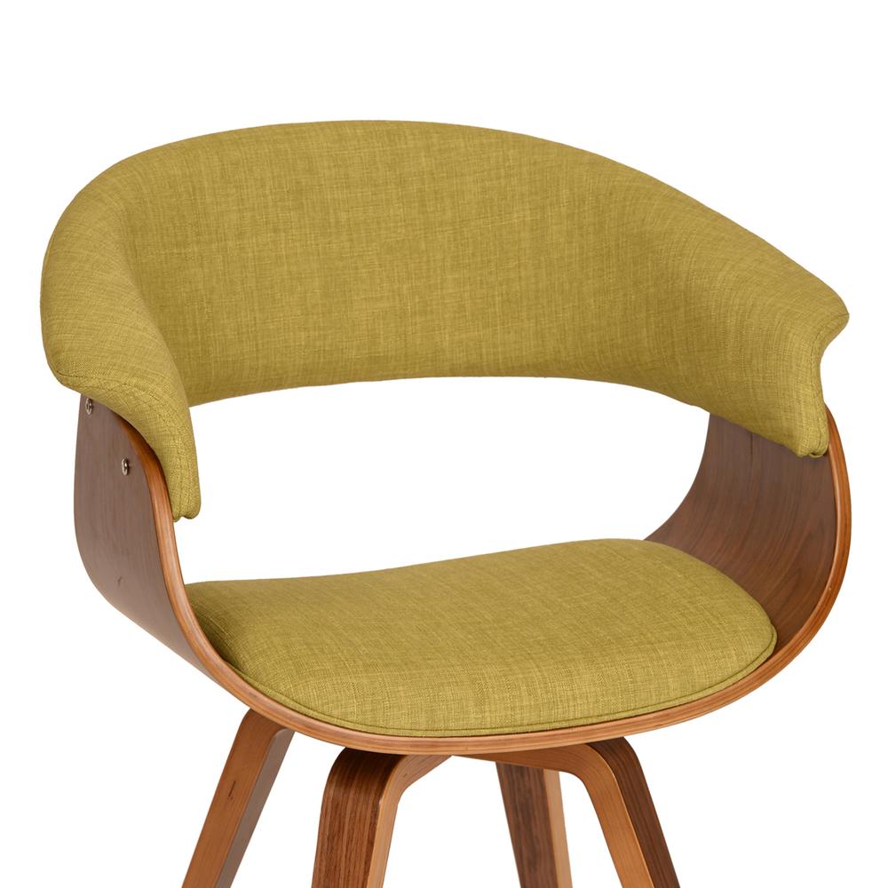 Modern Chair - Green Fabric and Walnut Wood. Picture 2