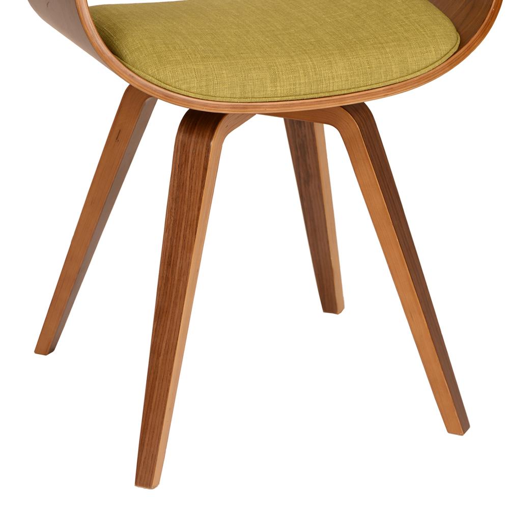 Modern Chair - Green Fabric and Walnut Wood. Picture 3