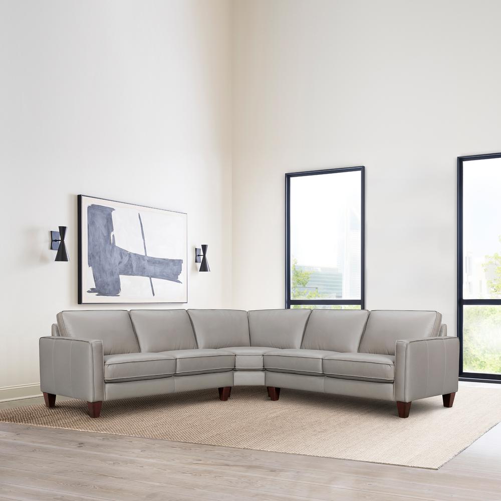 Summit 3 Piece Greige Leather Sectional Sofa. Picture 9