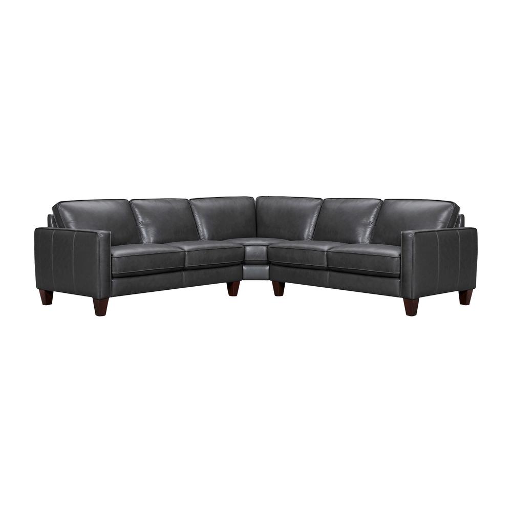 Summit 3 Piece Pewter Leather Sectional Sofa. Picture 1