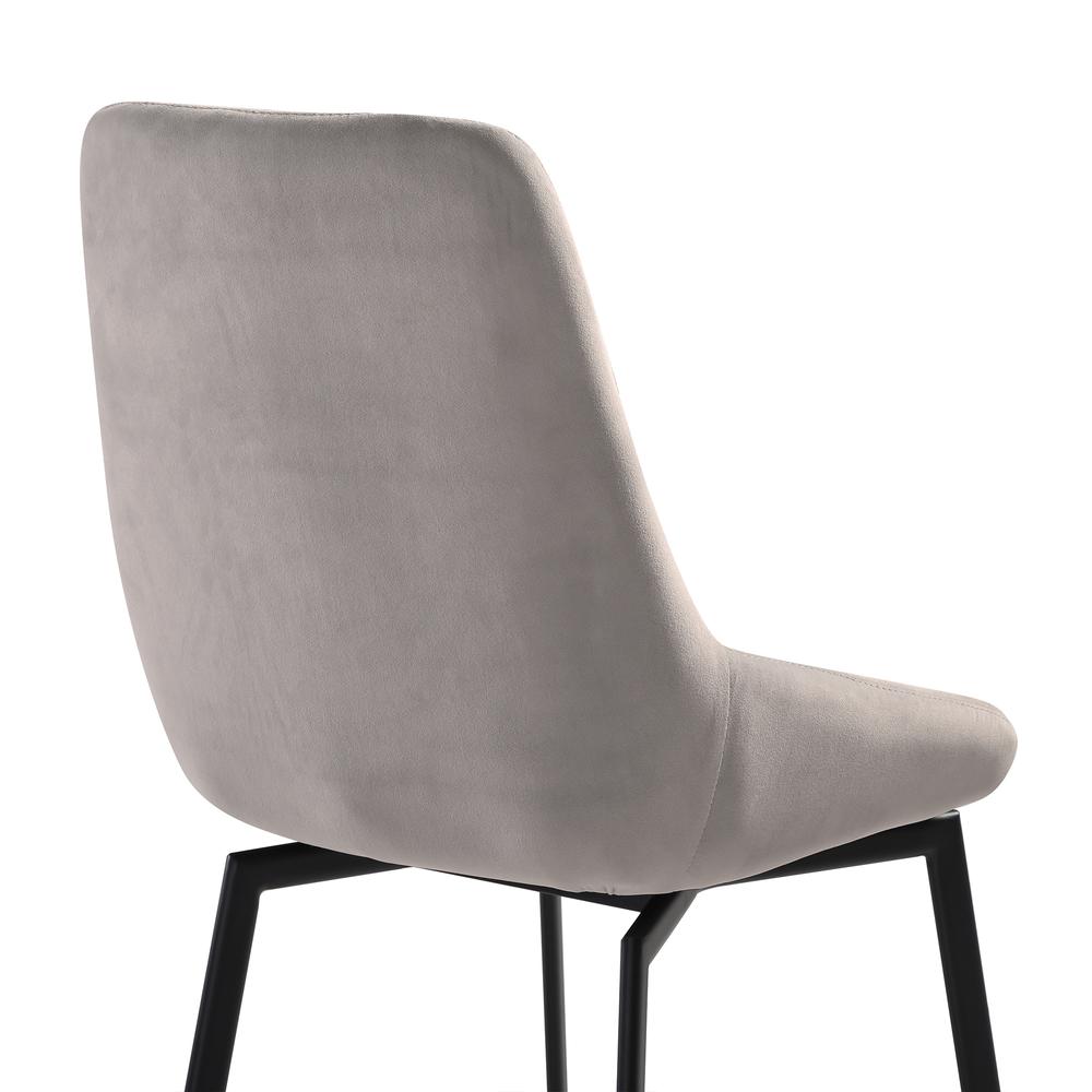 Swivel Upholstered Dining Chair in Gray Fabric with Black Metal Legs - Set of 2. Picture 6