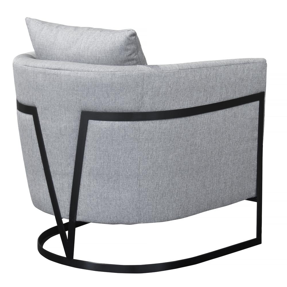 Armen Living Swan Contemporary Accent Chair with Black Iron Finish Grey Fabric. Picture 2