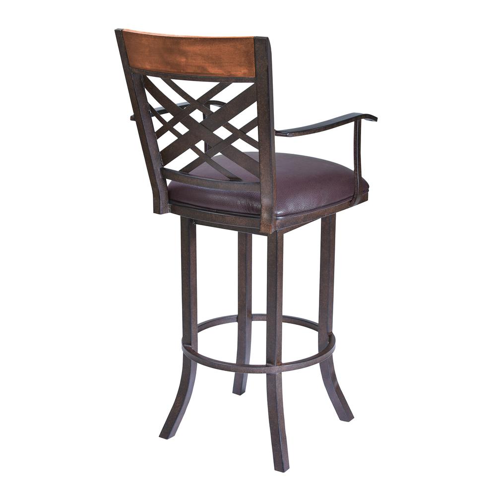 Tahiti  26" Arm Barstool in Auburn Bay finish with Brown Pu upholstery. Picture 1