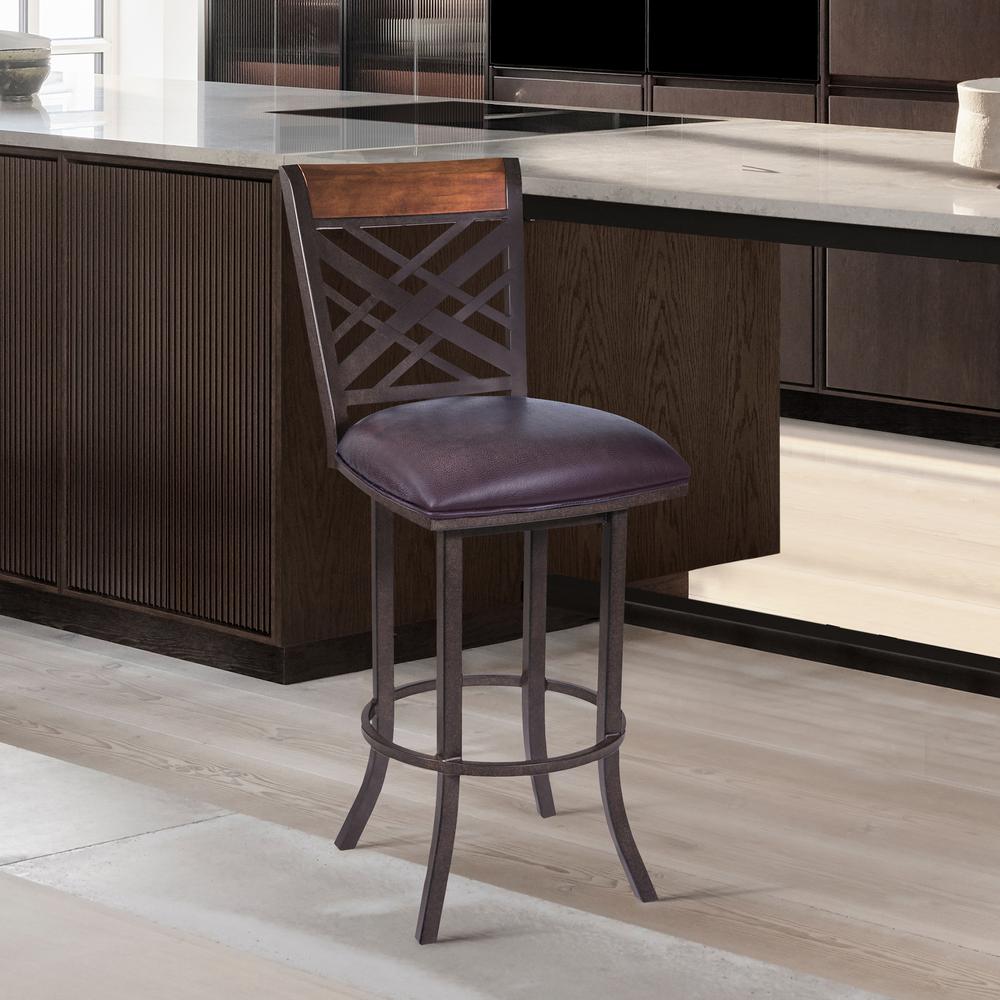 Tahiti 26" Barstool in Auburn Bay finish with Brown Pu upholstery. Picture 5