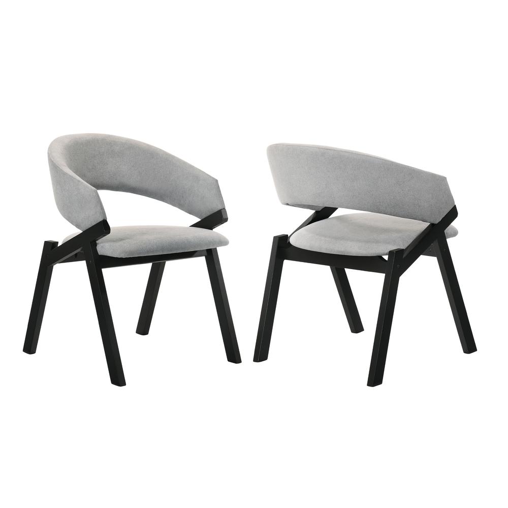 Talulah Gray Fabric and Black Veneer Dining Side Chairs - Set of 2. Picture 1