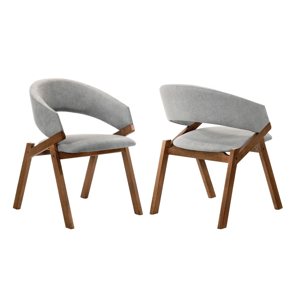Talulah Gray Fabric and Walnut Veneer Dining Side Chairs - Set of 2. Picture 1