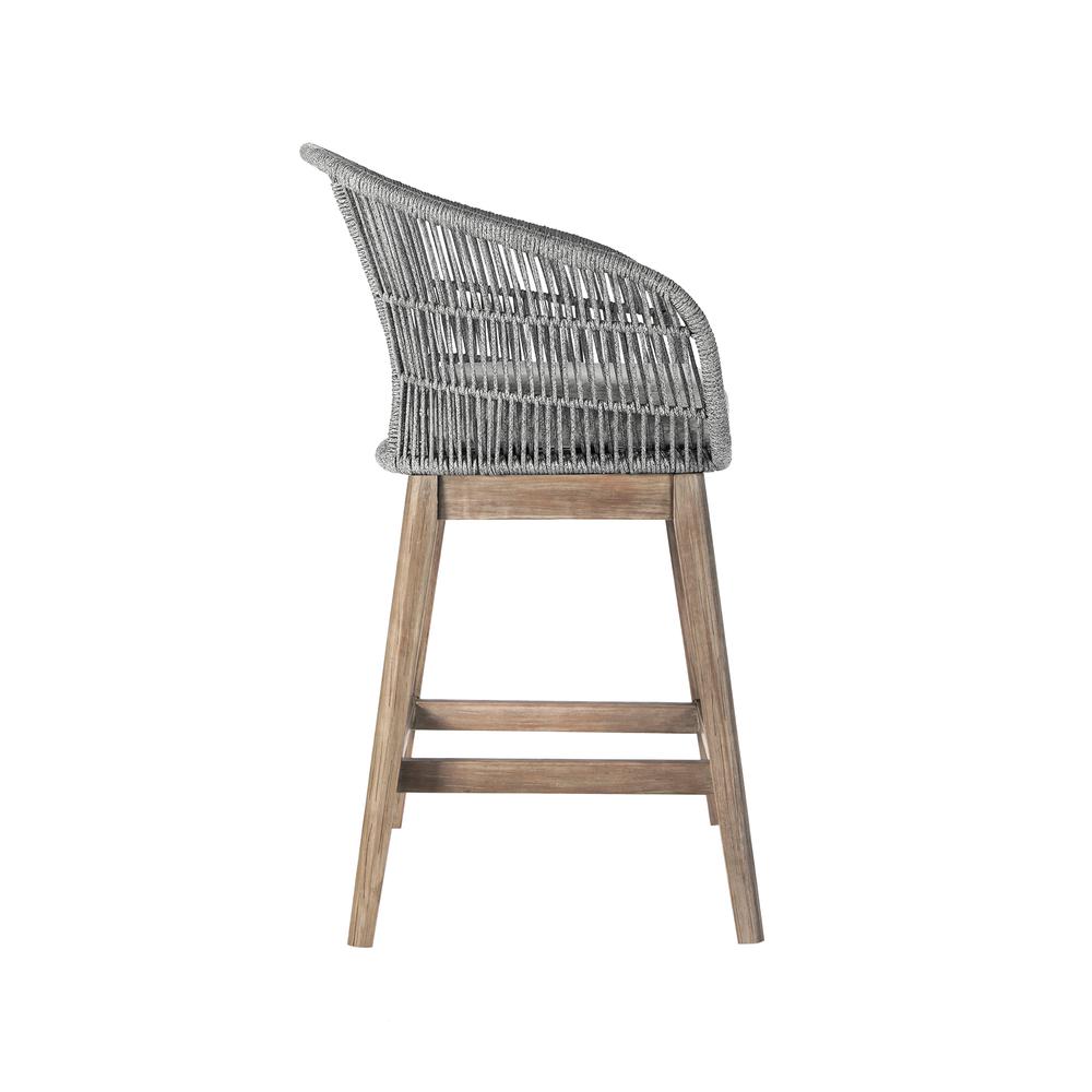 Counter Height Bar Stool in Light Eucalyptus Wood with Grey Rope. Picture 2